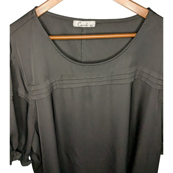 Carrdc Womens Black Short Sleeve Blouse 4X Polyester/Spandex Plus Size - Picture 7 of 10